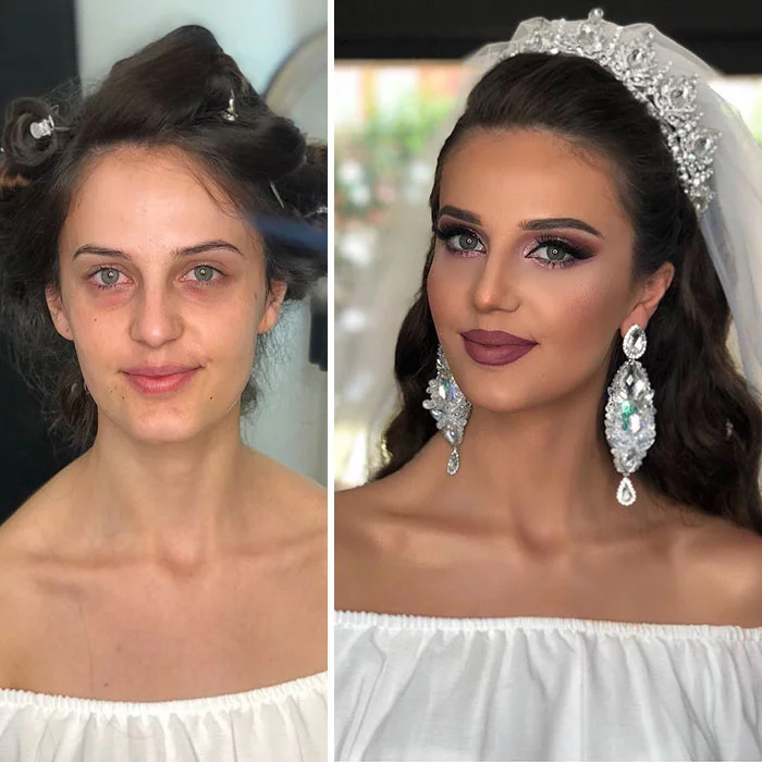 Novia antes y despuÃ©s del maquillaje