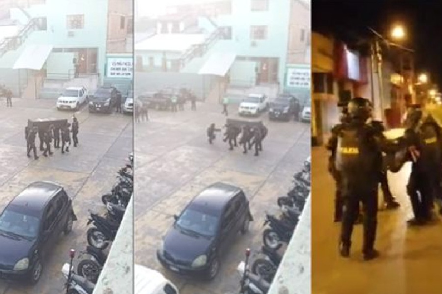 Policía conciencia a habitantes realizando el baile del ataud por sus calles